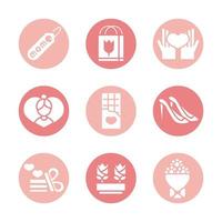 mothers day celebration party event icons set block style vector