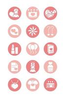 mothers day celebration party event icons set block style vector