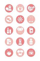 mothers day celebration party event icons set block style vector