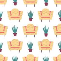 Seamless pattern with stylish armchairs Scandinavian interior vector