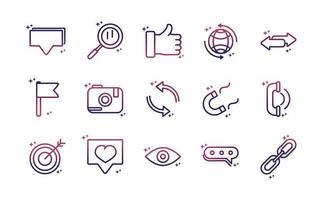 social media network technology multimedia gradient style icon vector