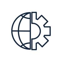 world cogwheel ecology environment icon linear vector