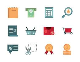 shopping business commerce trade online icon set vector