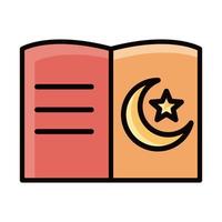 sacred book eid mubarak islamic religious celebration line and fill icon vector