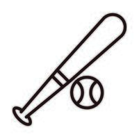 baseball bat and ball game sport equipment line style icon vector