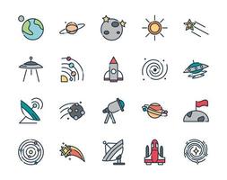 astronomy and space exploration observation science icons set vector