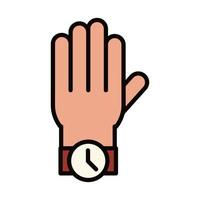 hand with wrist watch celebration line and fill icon vector
