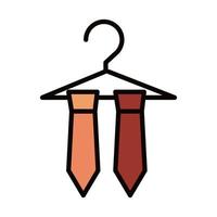 necktie in hanger clothes fashion celebration line and fill icon vector