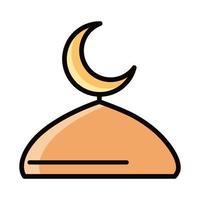 eid mubarak islamic religious temple moon celebration line and fill icon vector