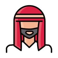 man islamic portrait cartoon character line and fill icon vector