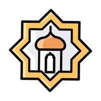 lantern ornament eid mubarak islamic religious celebration line and fill icon vector