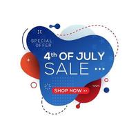 4 de julio banner de venta del día de la independencia de EE. UU. con líquido abstracto vector