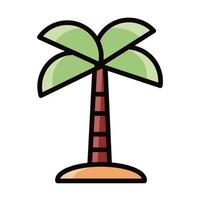 tropical palm tree foliage botanical line and fill icon vector