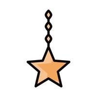 hanging star ornament eid mubarak islamic religious celebration line and fill icon vector