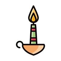 burning candle religious eid mubarak islamic religious celebration line and fill icon vector