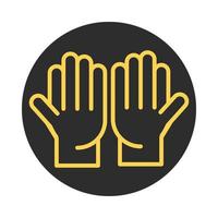 open hands gesture palm traditional block and line icon vector