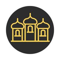 eid mubarak islamic religious mosque sacred block and line icon vector