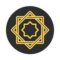 arabesque decoration eid mubarak islamic religious celebration block and line icon vector