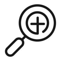 magnifying glass analysis research medical and health care line style icon vector