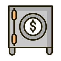 safe box money bank financial business stock market line and fill icon vector