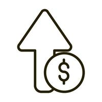 growing arrow money financial business stock market line style icon vector