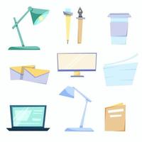 A set of office supplies Office employee work vector