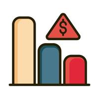 statistics chart bar money financial business stock market line and fill icon vector