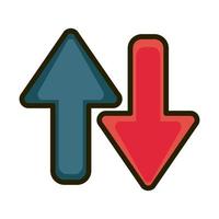 downturn and upturn financial business stock market line and fill icon vector