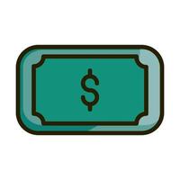 banknote money cash financial business stock market line and fill icon vector