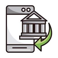 smartphone bank transaction shopping or payment mobile banking line and fill icon vector