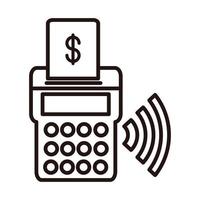 terminal pos compras o pago icono de estilo de línea de banca móvil vector