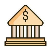 bank investment financial business stock market line and fill icon vector