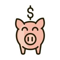 piggy bank money financial business stock market line and fill icon