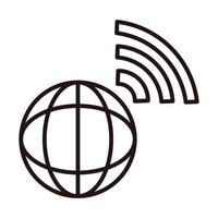 conexión digital mundial compras o pago icono de estilo de línea de banca móvil vector