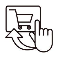 clicking cart order shopping or payment mobile banking line style icon vector