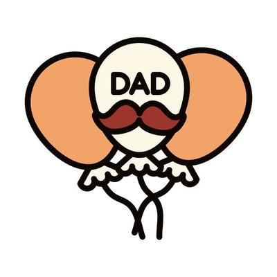 happy fathers day decorative balloon party with moustache celebration line and fill icon