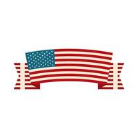 feliz día de la independencia cinta con icono de estilo plano de decoración de bandera americana vector