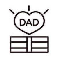 happy fathers day gift box with heart love celebration line style icon vector