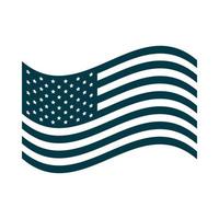 feliz día de la independencia ondeando la bandera americana símbolo nacional silueta estilo icono