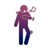 coronavirus covid 19 symptoms dry cough respiratory disease health pictogram gradient style icon vector