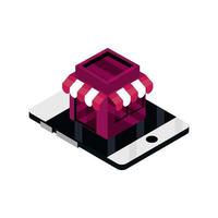 online shopping smartphone store service virtual isometric isolated icon