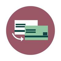 mobile banking bank card money transfer block style icon vector