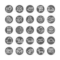 delivery cargo service logistic shipping commerce icons set block style vector