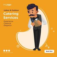 Banner design of catering services cartoon style template vector