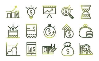 Economy and finance gradient style icon set vector design