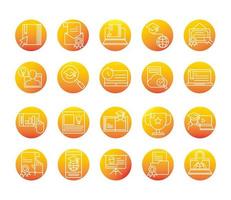 elearning online education and development class set gradient style icon vector