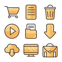 interface internet web technology digital icons set vector