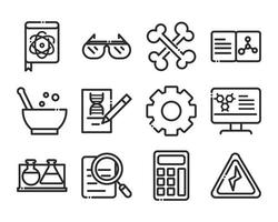 science and research laboratory study icons collection line style icon vector