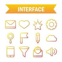 interface internet web technology digital icons set vector