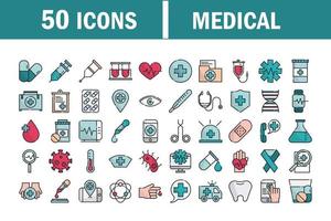 Iconos de soporte de asistencia de equipos de atención médica médica establecen estilo de línea y relleno vector